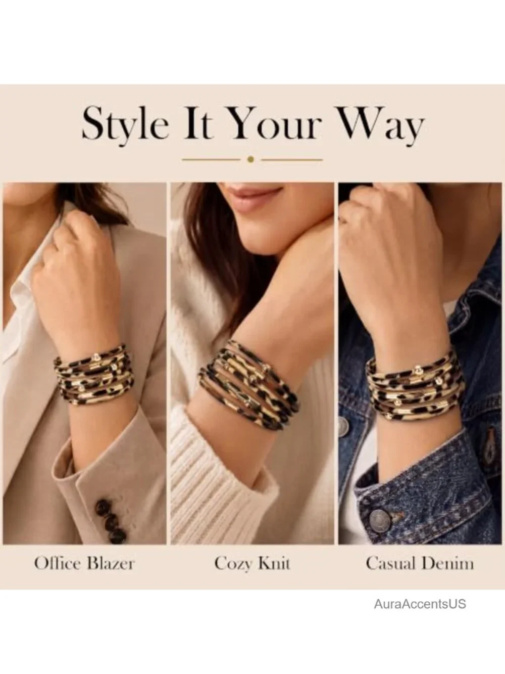 Boho Leather Wrap Multi-Layer Pearl Crystal Bracelet Bangle
